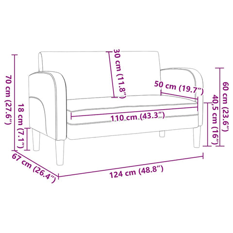 Zweisitzer-Sofa Braun 110 cm Kunstleder