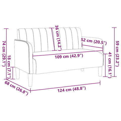 Zweisitzer-Sofa Dunkelgrau 109 cm Samt