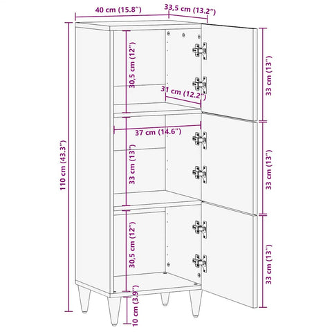 Highboard 40x33,5x110 cm Massivholz Mango