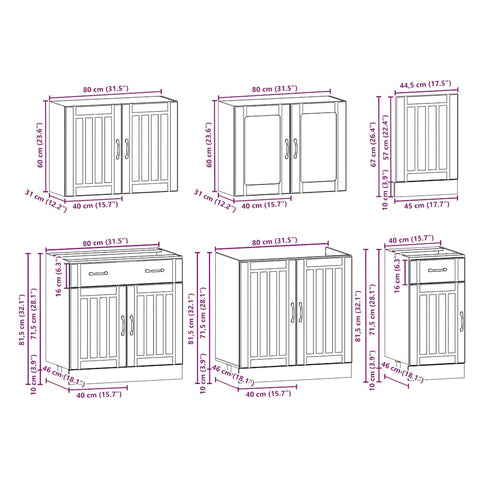 7-tlg. Küchenschrank-Set Kalmar Schwarz Holzwerkstoff