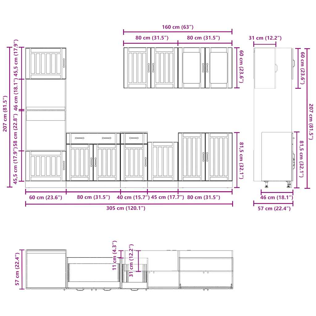 7-tlg. Küchenschrank-Set Kalmar Sonoma-Eiche Holzwerkstoff