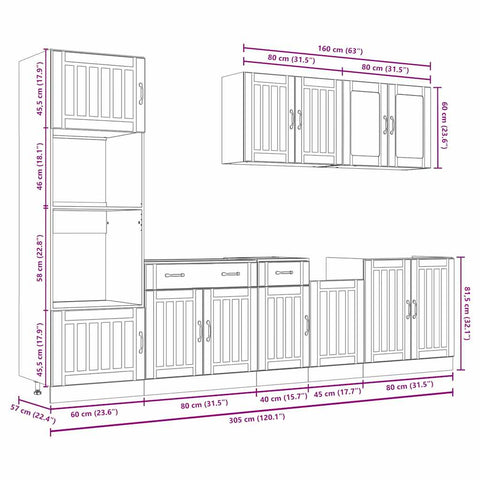 7-tlg. Küchenschrank-Set Kalmar Sonoma-Eiche Holzwerkstoff