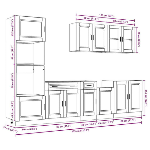 7-tlg. Küchenschrank-Set Kalmar Weiß Holzwerkstoff