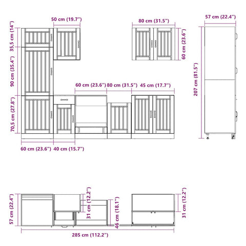 7-tlg. Küchenschrank-Set Kalmar Weiß Holzwerkstoff