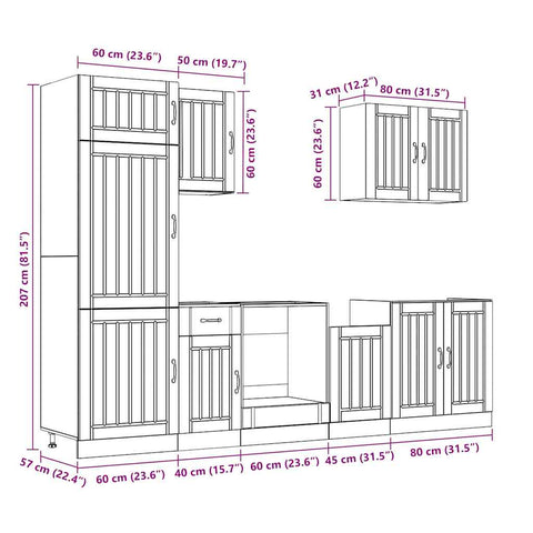 7-tlg. Küchenschrank-Set Kalmar Schwarz Holzwerkstoff