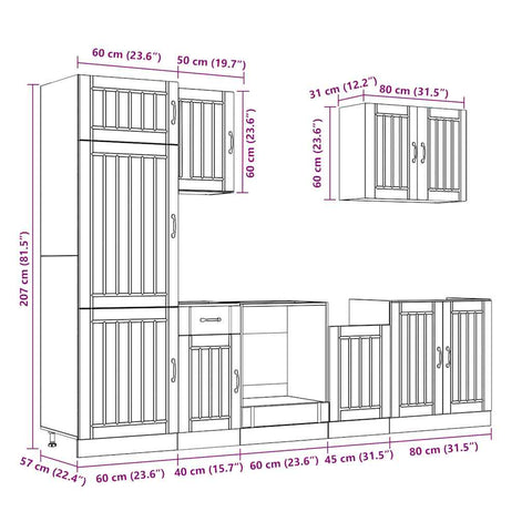 7-tlg. Küchenschrank-Set Kalmar Hochglanz-Weiß Holzwerkstoff