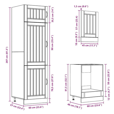 7-tlg. Küchenschrank-Set Kalmar Artisan-Eiche Holzwerkstoff