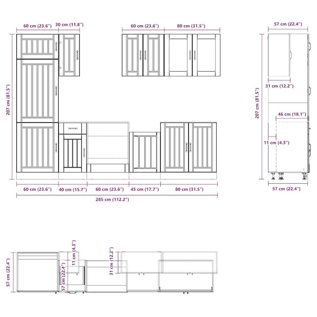 8-tlg. Küchenschrank-Set Kalmar Weiß Holzwerkstoff