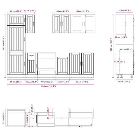 8-tlg. Küchenschrank-Set Kalmar Weiß Holzwerkstoff