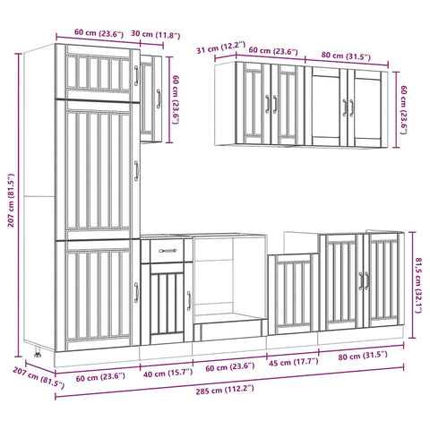 8-tlg. Küchenschrank-Set Kalmar Schwarz Holzwerkstoff