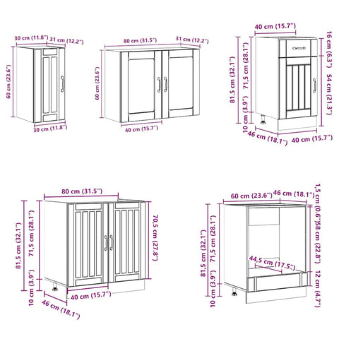 8-tlg. Küchenschrank-Set Kalmar Artisan-Eiche Holzwerkstoff