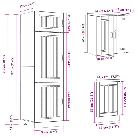 8-tlg. Küchenschrank-Set Kalmar Artisan-Eiche Holzwerkstoff