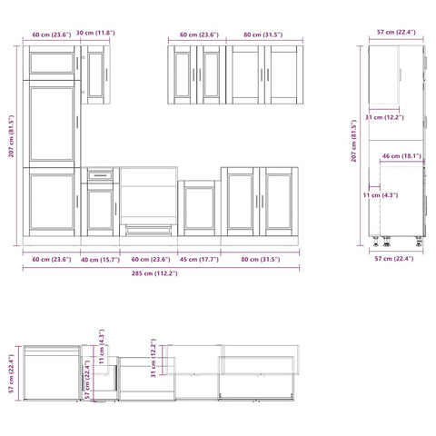 8-tlg. Küchenschrank-Set Kalmar Weiß Holzwerkstoff