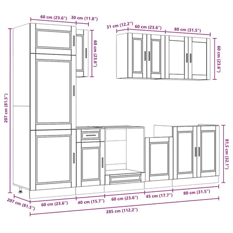 8-tlg. Küchenschrank-Set Kalmar Schwarz Holzwerkstoff