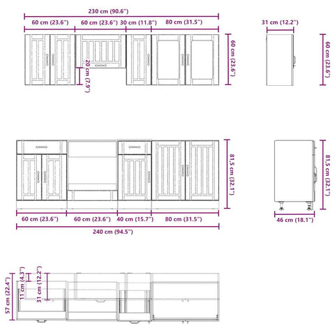 8-tlg. Küchenschrank-Set Kalmar Sonoma-Eiche Holzwerkstoff