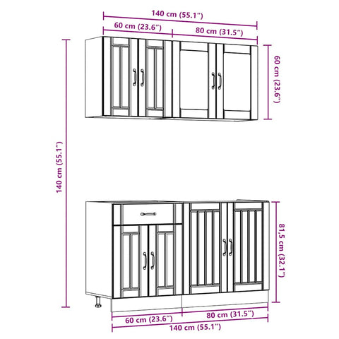 4-tlg. Küchenschrank-Set Kalmar Weiß Holzwerkstoff