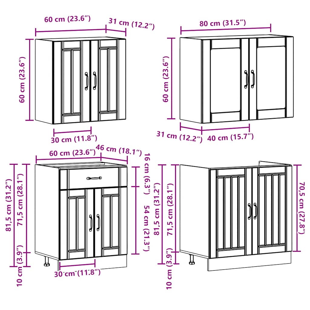 4-tlg. Küchenschrank-Set Kalmar Artisan-Eiche Holzwerkstoff