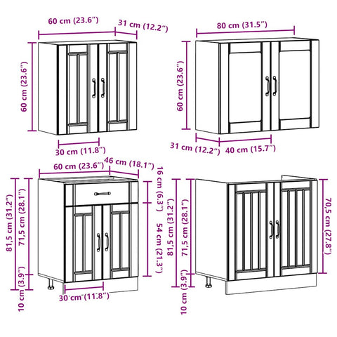 4-tlg. Küchenschrank-Set Kalmar Artisan-Eiche Holzwerkstoff