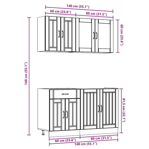 4-tlg. Küchenschrank-Set Kalmar Artisan-Eiche Holzwerkstoff