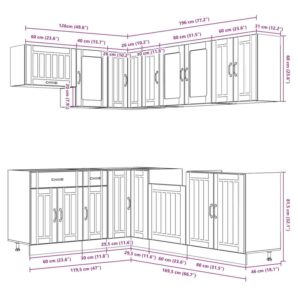 11-tlg. Küchenschrank-Set Lucca Weiß Holzwerkstoff