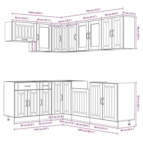 11-tlg. Küchenschrank-Set Lucca Weiß Holzwerkstoff