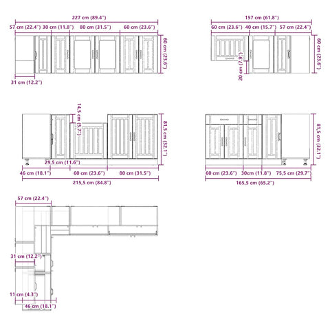 11-tlg. Küchenschrank-Set Lucca Weiß Holzwerkstoff