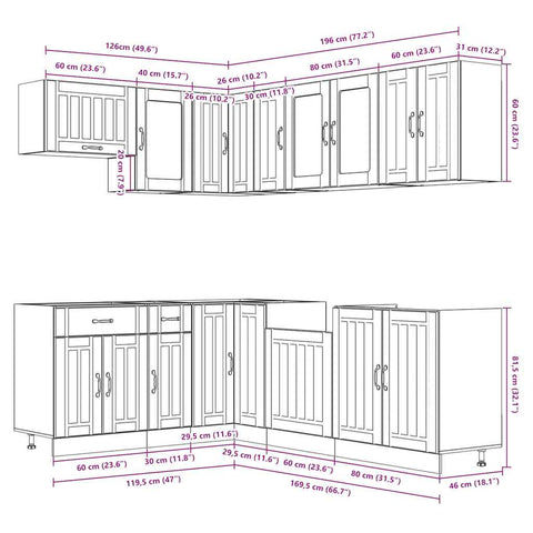 11-tlg. Küchenschrank-Set Lucca Hochglanz-Weiß Holzwerkstoff