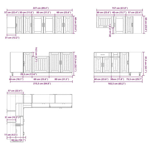 11tlg. Küchenschrank-Set Lucca Braun Eichen-Optik Holzwerkstoff