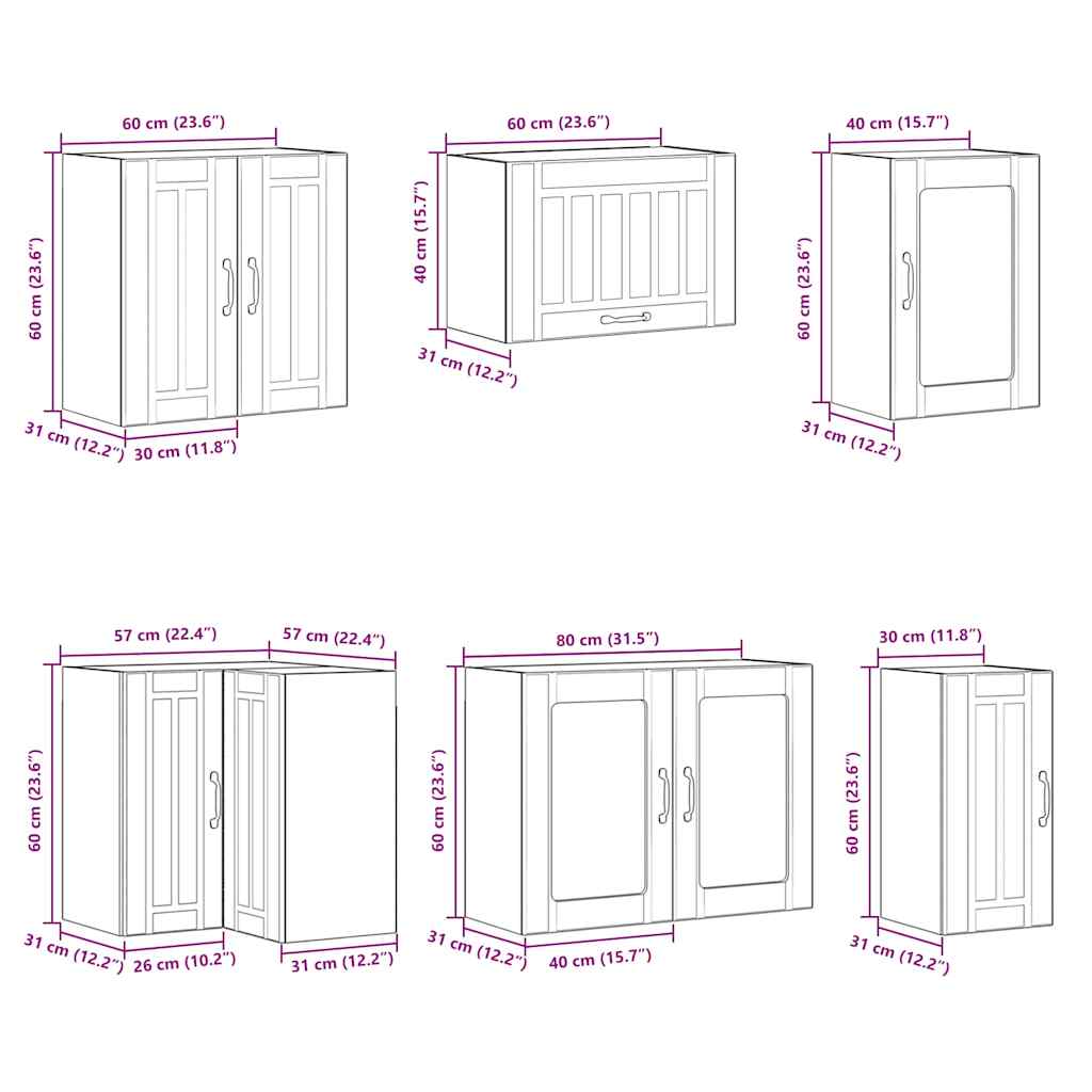 11tlg. Küchenschrank-Set Lucca Braun Eichen-Optik Holzwerkstoff