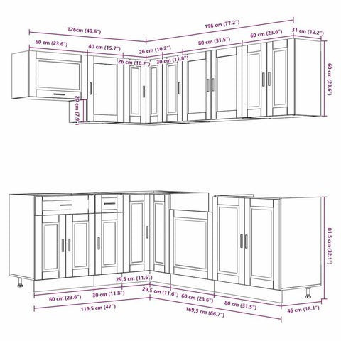 11-tlg. Küchenschrank-Set Porto Weiß Holzwerkstoff