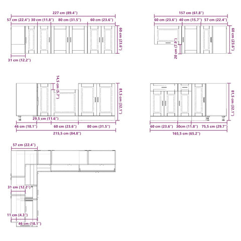 11-tlg. Küchenschrank-Set Porto Weiß Holzwerkstoff