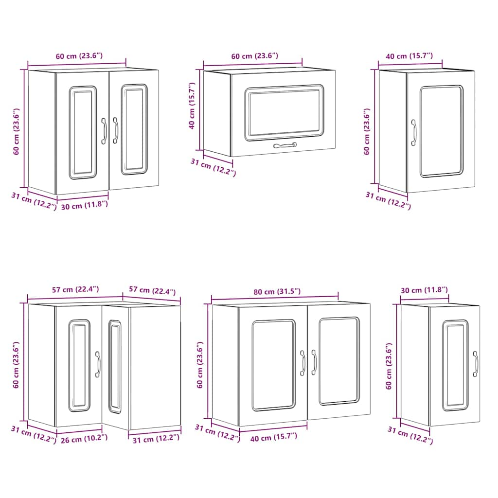 11tlg. Küchenschrank-Set Lucca Braun Eichen-Optik Holzwerkstoff