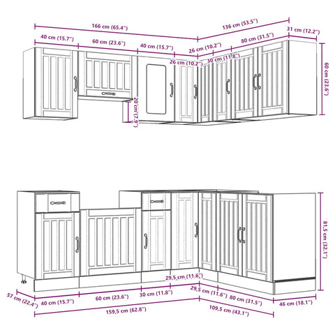 11-tlg. Küchenschrank-Set Kalmar Schwarz Holzwerkstoff