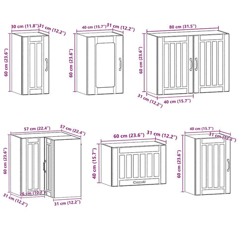 11-tlg. Küchenschrank-Set Kalmar Schwarz Holzwerkstoff