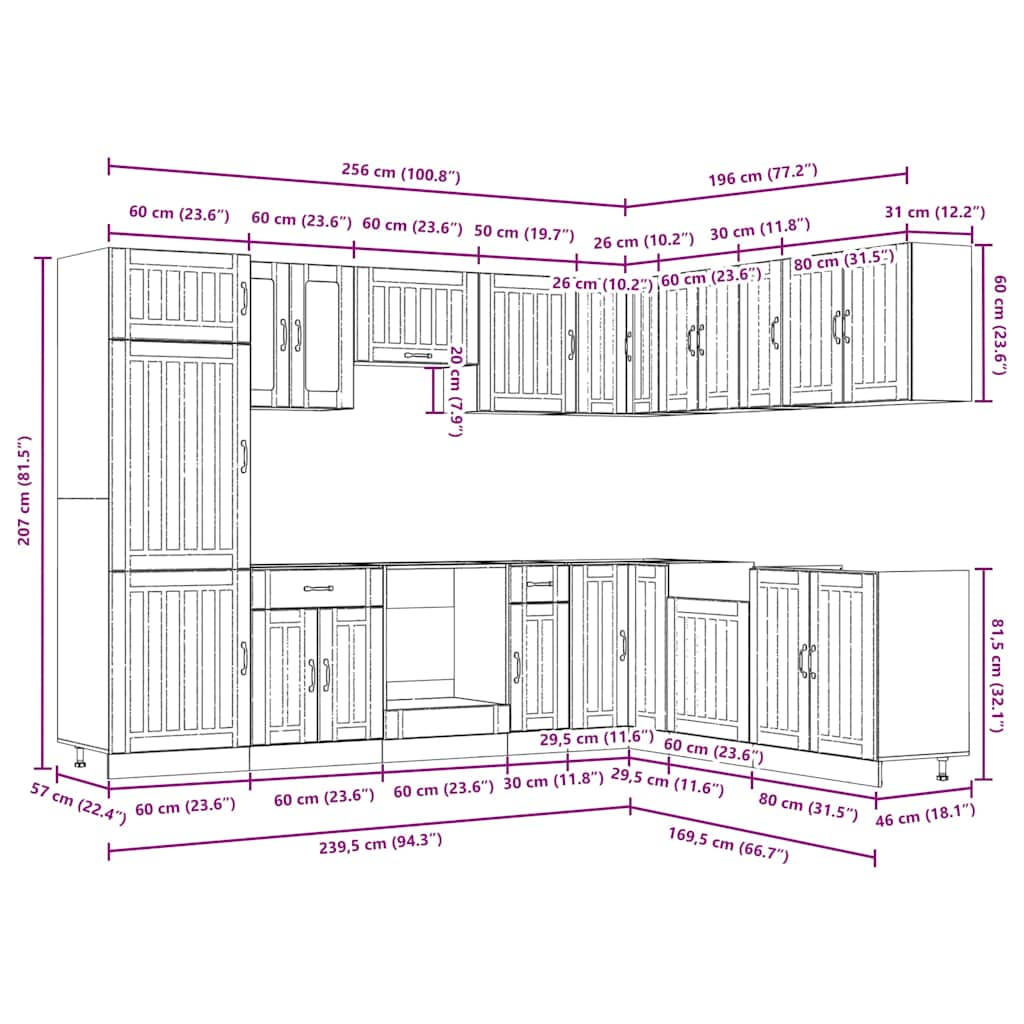 14-tlg. Küchenschrank-Set Lucca Weiß Holzwerkstoff