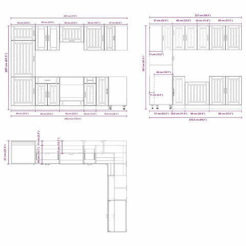 14-tlg. Küchenschrank-Set Lucca Weiß Holzwerkstoff