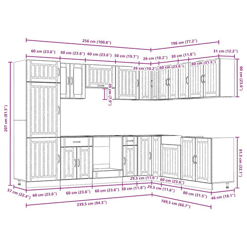 14-tlg. Küchenschrank-Set Lucca Schwarz Holzwerkstoff