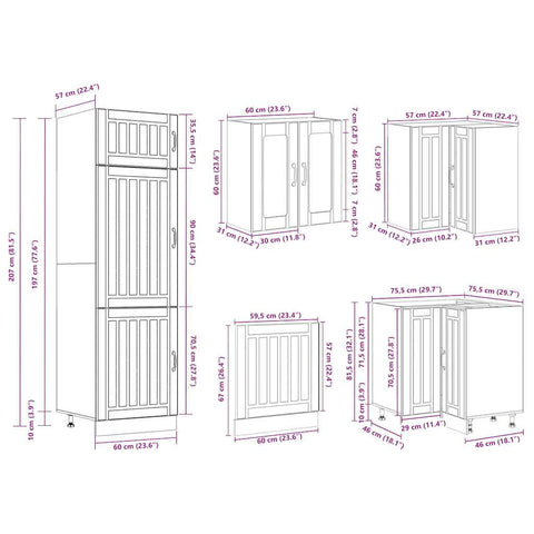 14-tlg. Küchenschrank-Set Lucca Räuchereiche Holzwerkstoff