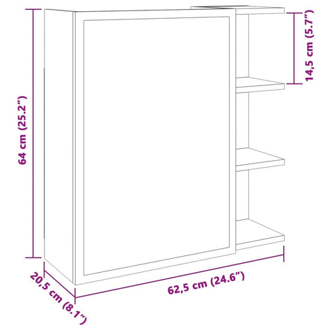 Bad-Spiegelschrank Sonoma-Eiche 62,5x20,5x64 cm Holzwerkstoff