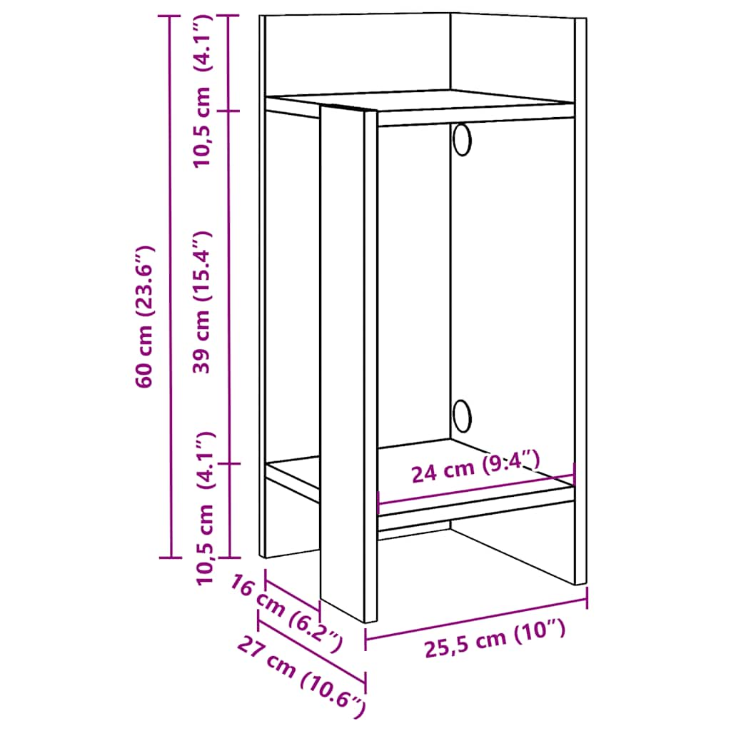 Beistelltisch mit Ablage Betongrau 25,5x27x60 cm