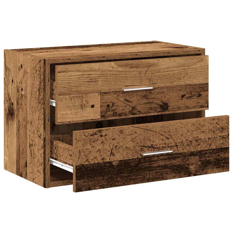 Schrank mit 2 Schubladen Altholz-Optik 60x31x40cm Holzwerkstoff