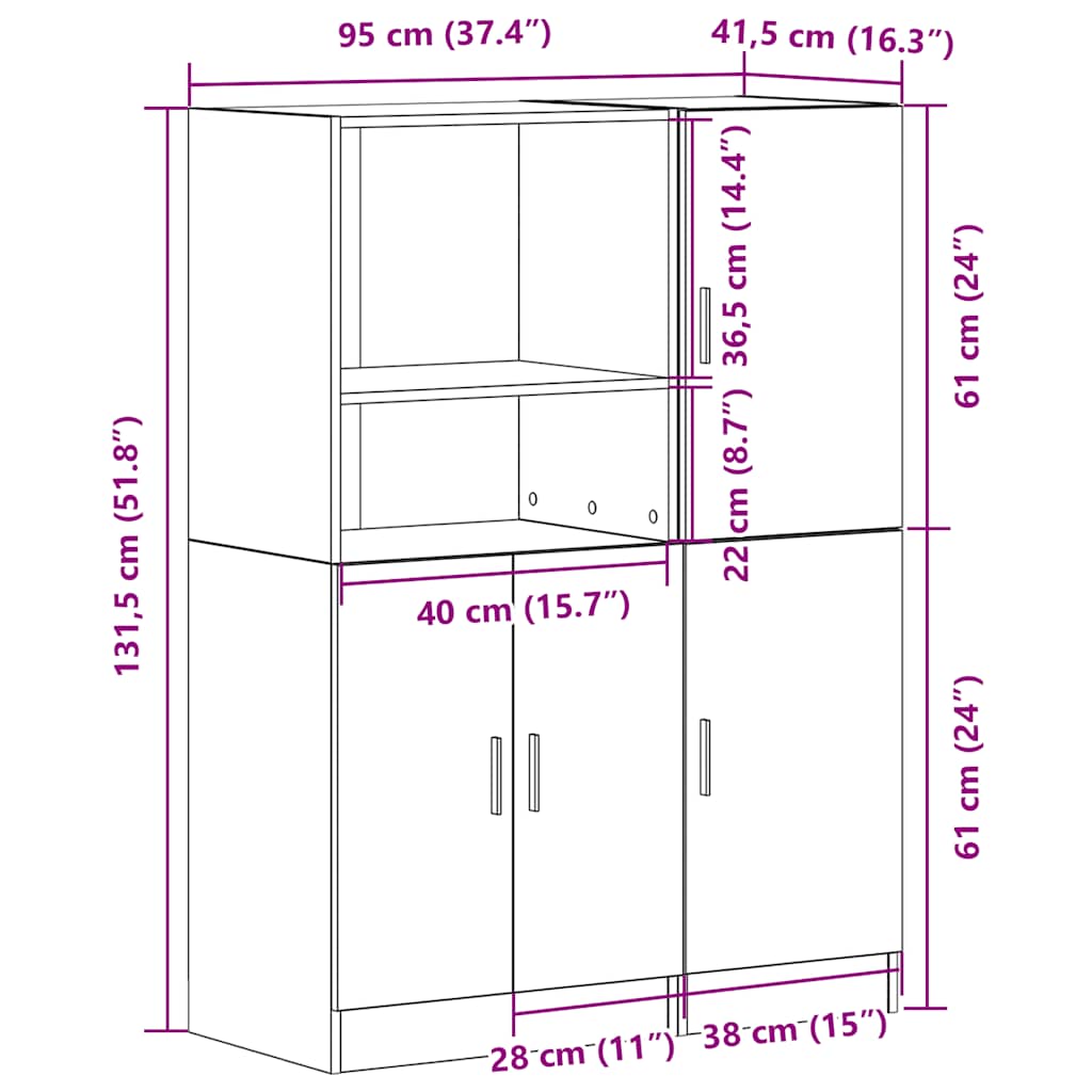 2-tlg. Küchenschrank-Set Weiß Holzwerkstoff