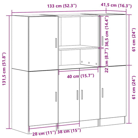 3-tlg. Küchenschrank-Set Weiß Holzwerkstoff