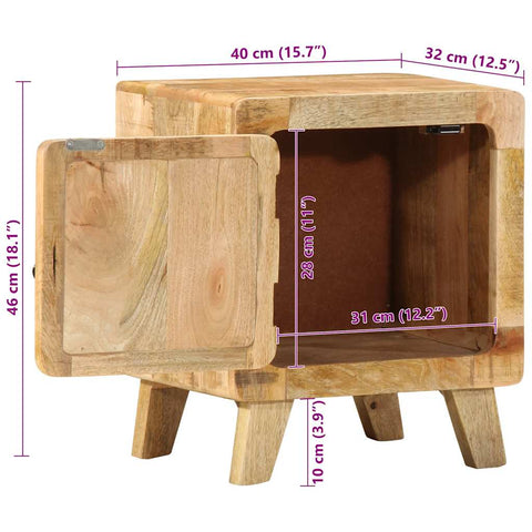 Nachttisch 40x32x46 cm Raues Massivholz Mango