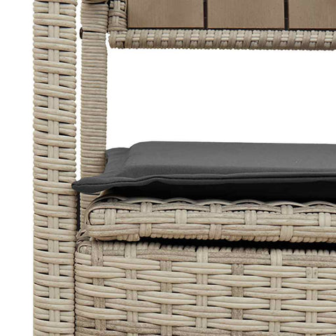 Gartenbank mit Stauraum und Kissen Hellgrau Poly Rattan