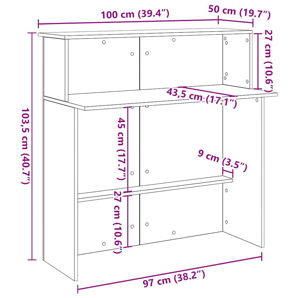 Empfangstheke Schwarz 100x50x103,5 cm Holzwerkstoff