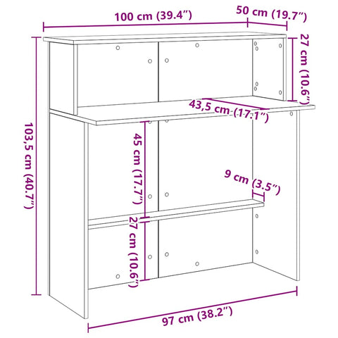 Empfangstheke Sonoma-Eiche 100x50x103,5 cm Holzwerkstoff