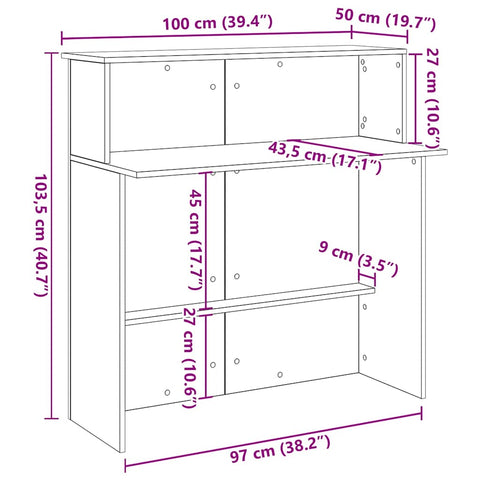 Empfangstheke Altholz-Optik 100x50x103,5 cm Holzwerkstoff