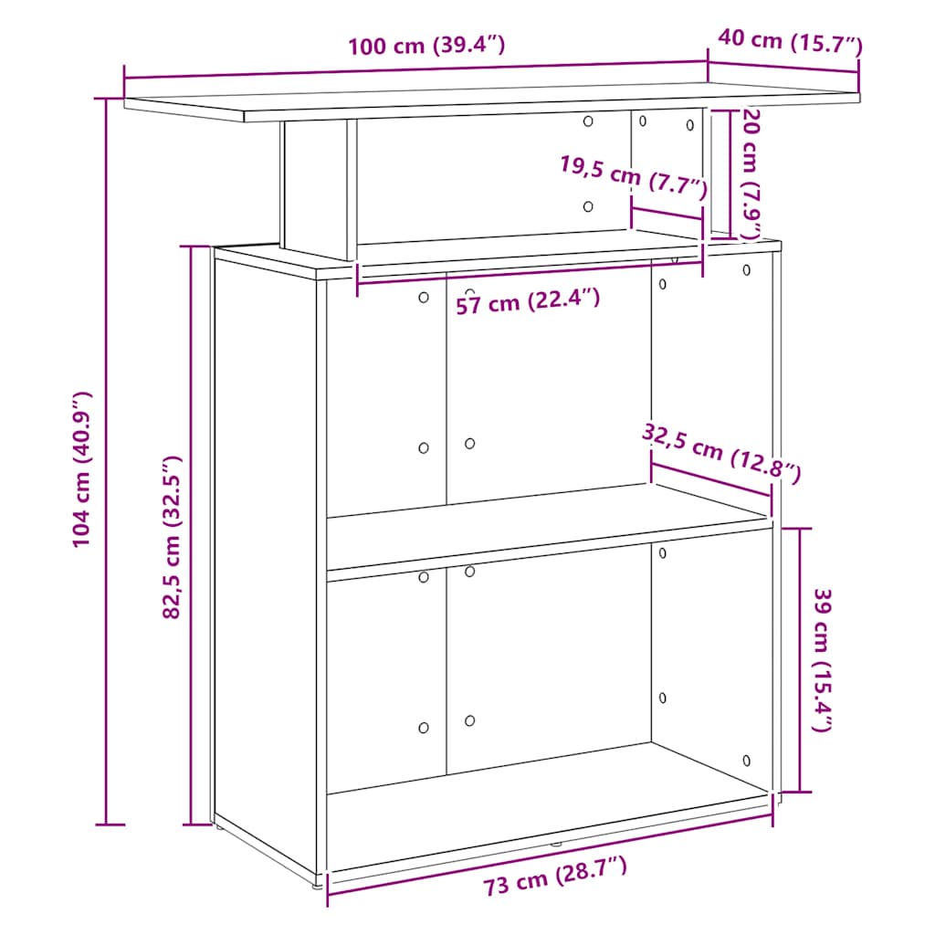 Empfangstheke Weiß 100x40x104 cm Holzwerkstoff