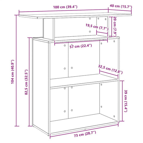 Empfangstheke Schwarz 100x40x104 cm Holzwerkstoff